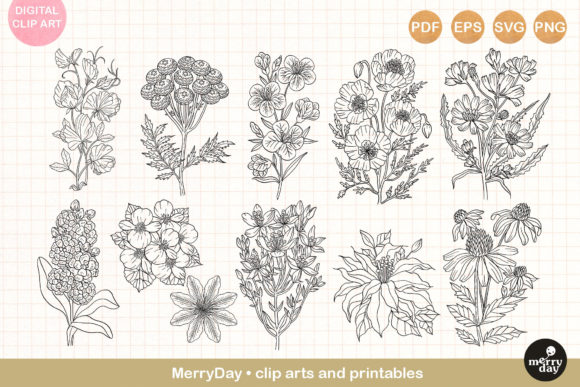 11 Summer Flower Outline Clip Art: A Versatile Tool for Creative Expression