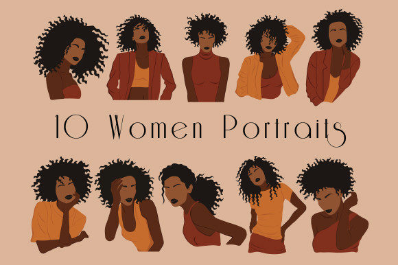 Abstract Black Woman Portrait Clipart