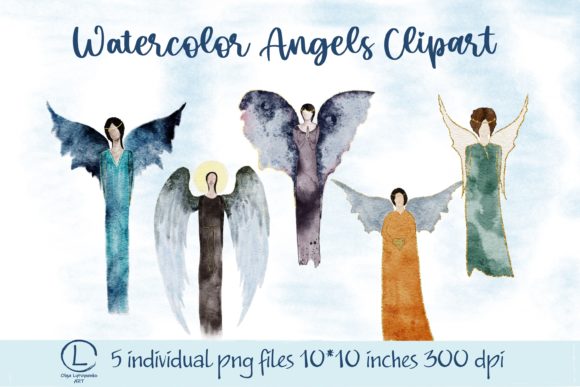 Angels Watercolor Clipart PNG Elements
