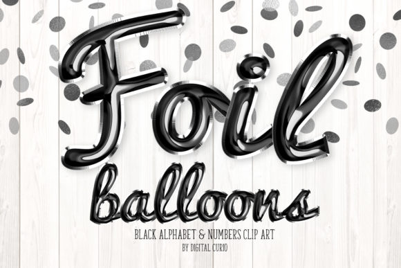 Black Foil Balloon Script Alphabet - A Versatile Digital Clip Art Graphics Pack