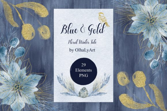 Blue and Gold Winter Floral Elements: A Strategic Design Resource for Creatives and Businesses