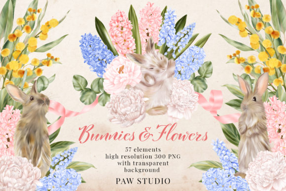Easter Bunny Flowers Clipart Hyacinth