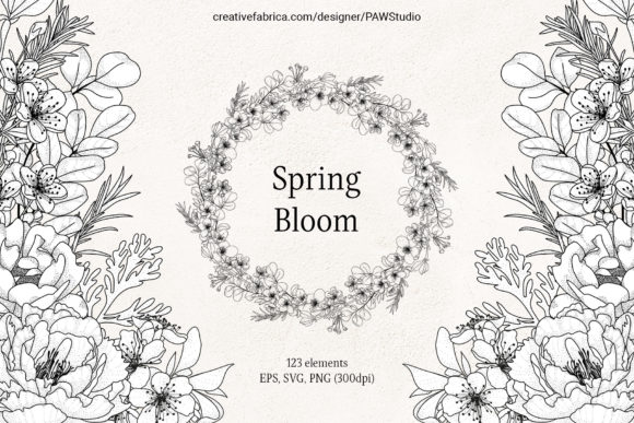 Floral LineArt Flower Frame Monogram