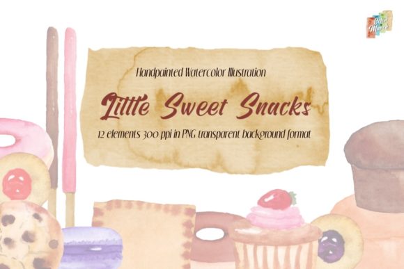 Little Sweet Snacks Watercolor Elements for Creative Digital Projects