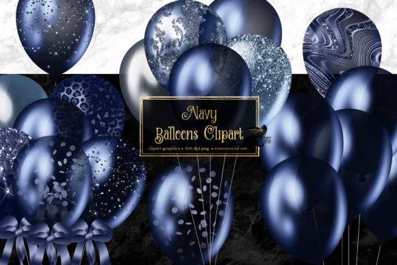 Navy Blue Balloons Clipart