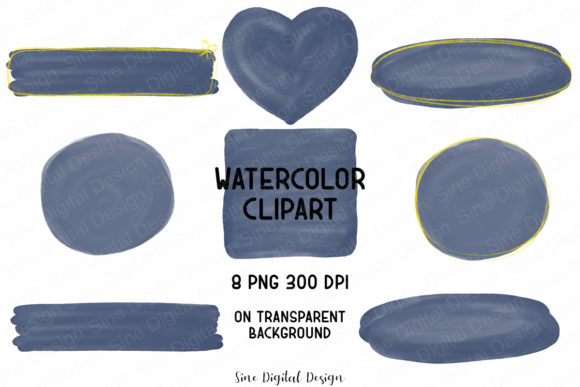 Navy Blue Watercolor Clipart Elements: A Creative Resource for Designers and Artists
