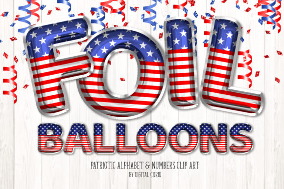 Patriotic Foil Balloon Alphabet Clipart