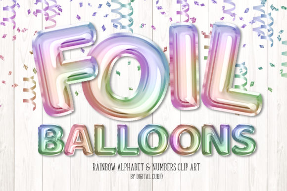 Rainbow Foil Balloon Alphabet Clipart for Creative Projects
