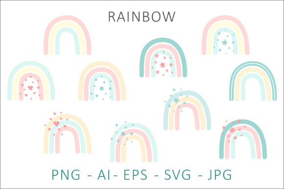 Rainbow Pastel Clipart SVG Bundle