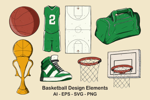 Set of Basketball Sport Design Elements: A Versatile Resource for Creative Projects