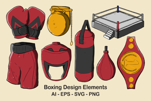 Set of Boxing Sport Design Elements