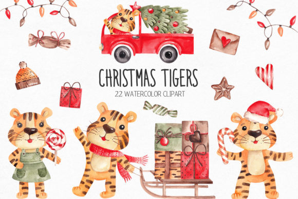 Watercolor Christmas Tiger Clipart: A Creative Powerhouse for Modern Designers