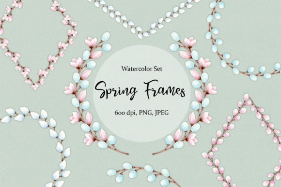 Watercolor Set Spring Frames